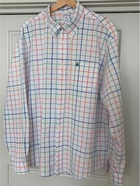 Brooks Brothers Mens Windowpane "Friday Shirt" Size XL Long Sleeve 100% Cotton